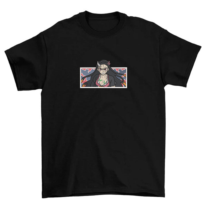 KAEL - Nezuko Kamado Oversize Tshirt Yeniden Yapılandırılmış Nakış