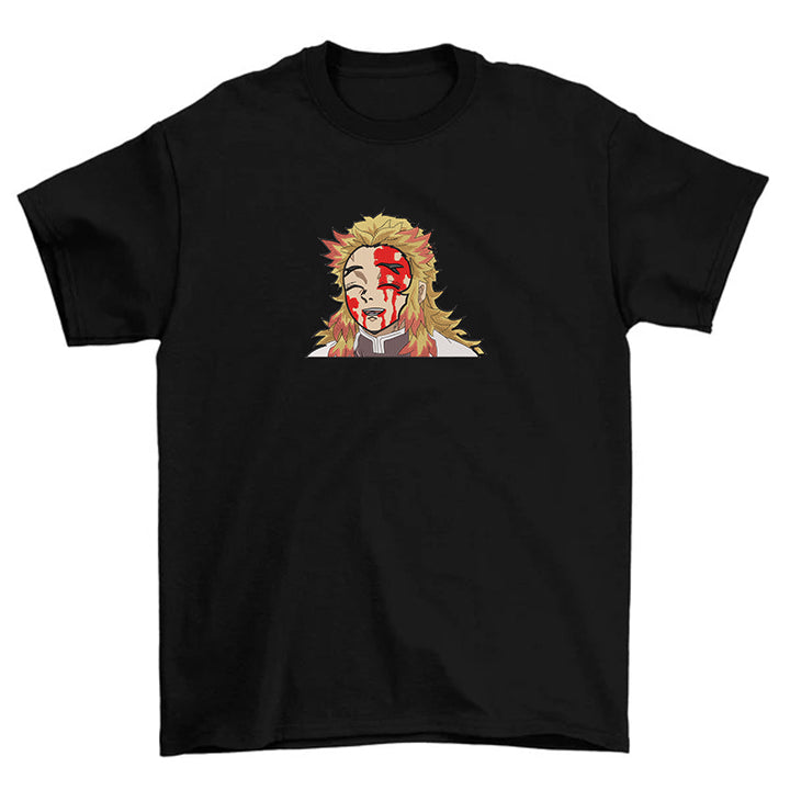 KAEL - Rengoku Kyojuro Oversize Tshirt Yeniden Yapılandırılmış Nakış