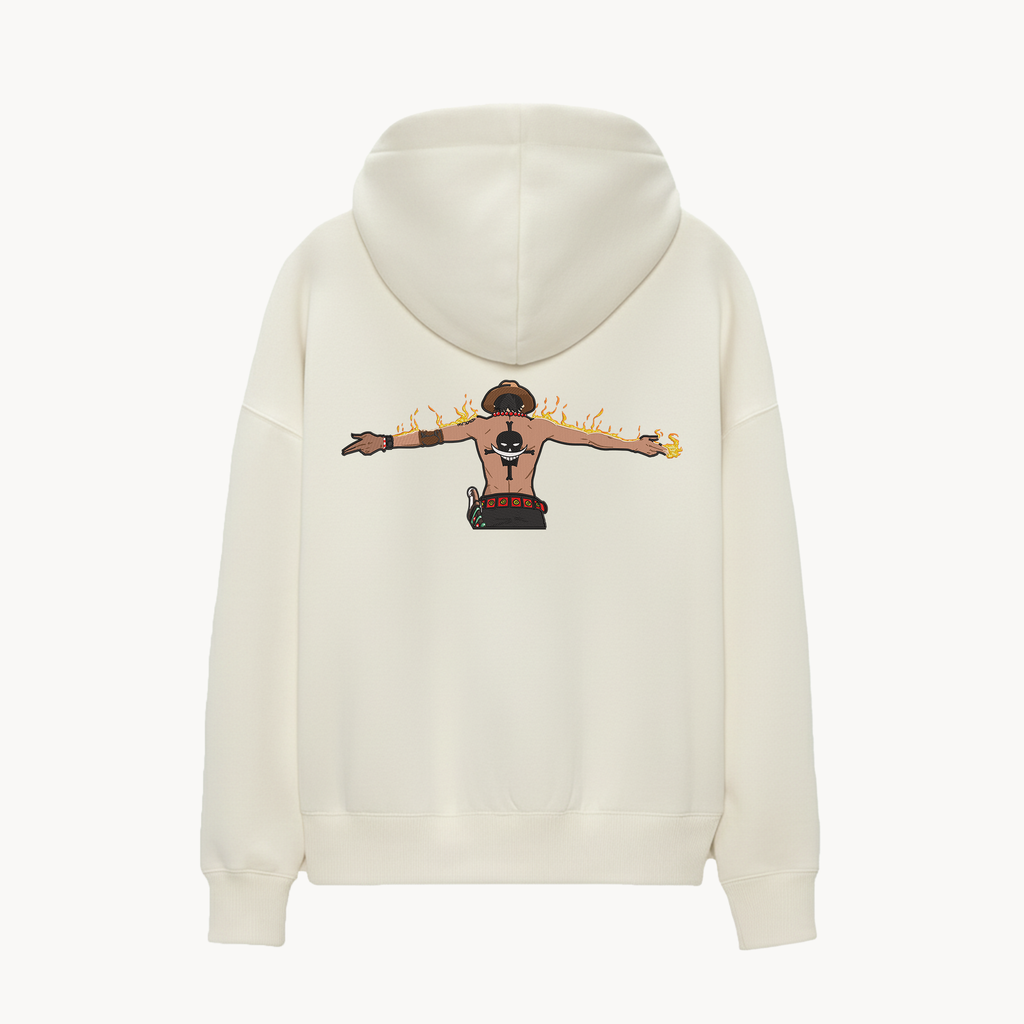 KAEL - OVERSİZE SWEATSHİRT - Portgas D. Ace Back Pose Yeniden Yapılandırılmış Nakış