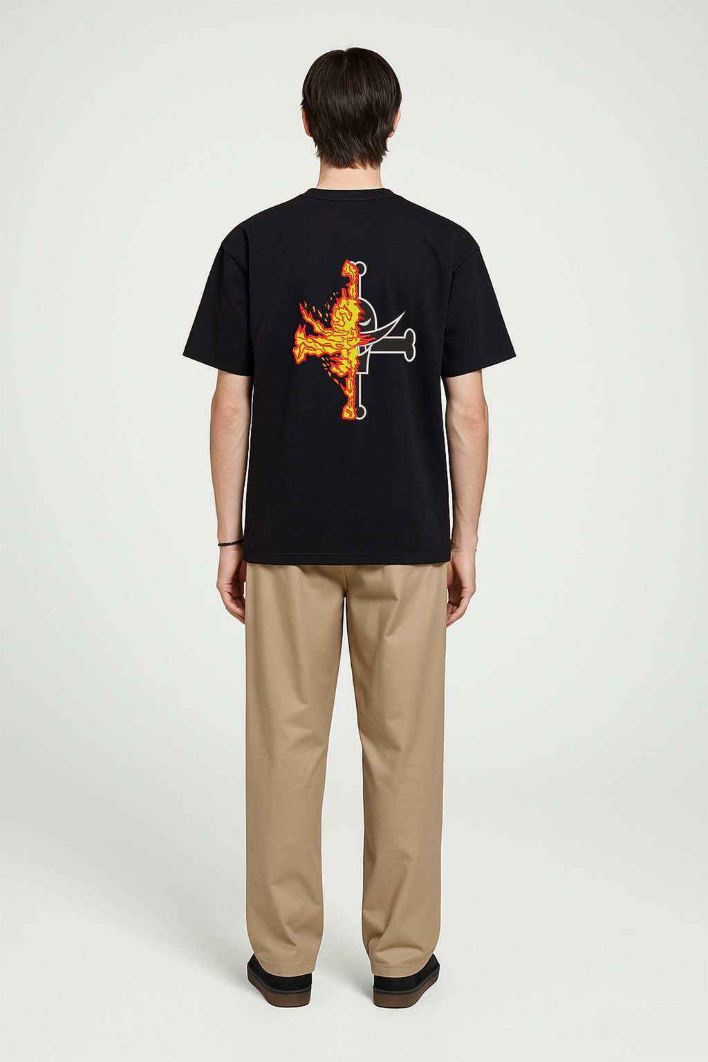 KAEL - Portgas D. Ace W.B Korsan bayraklı Oversize Tshirt Yeniden Yapılandırılmış Nakış