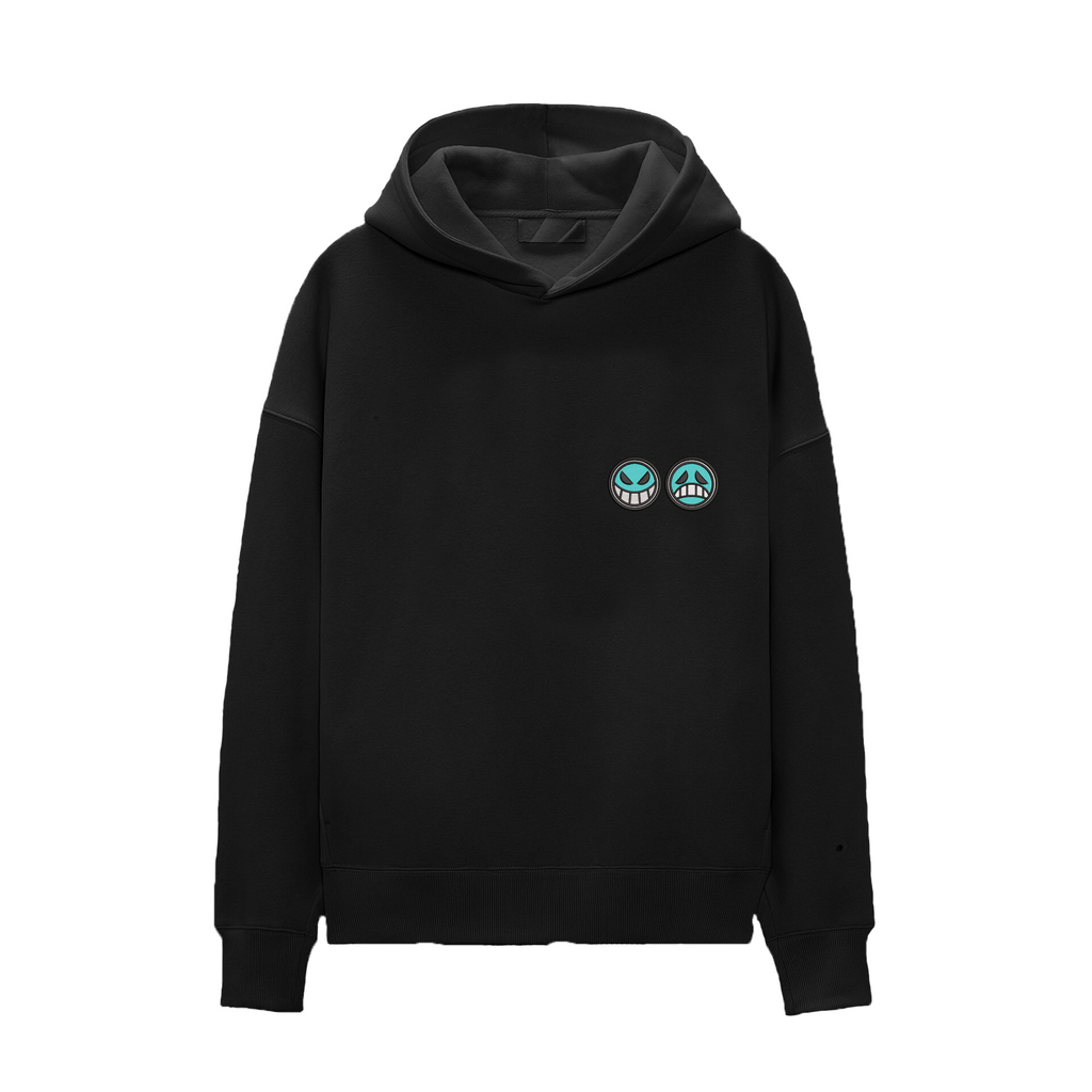 KAEL - Portgas D. Ace W.B Korsan bayraklı Oversize Hoodie Yeniden Yapılandırılmış Nakış