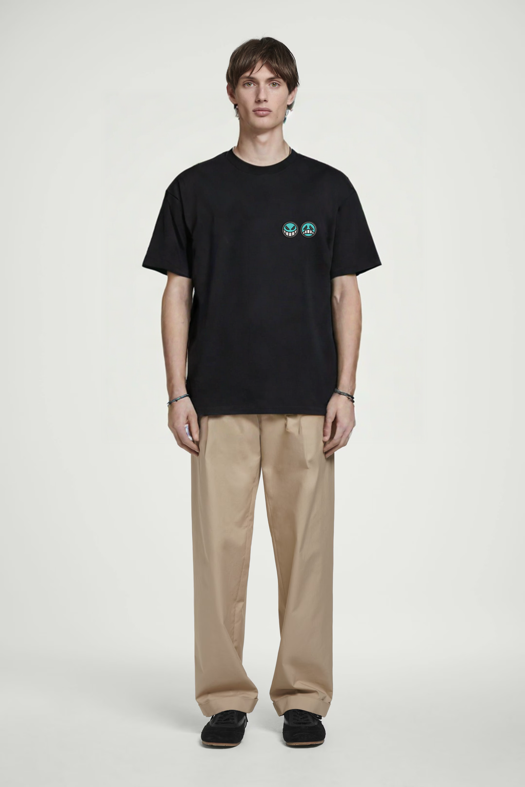 KAEL - Portgas D. Ace W.B Korsan bayraklı Oversize Tshirt Yeniden Yapılandırılmış Nakış