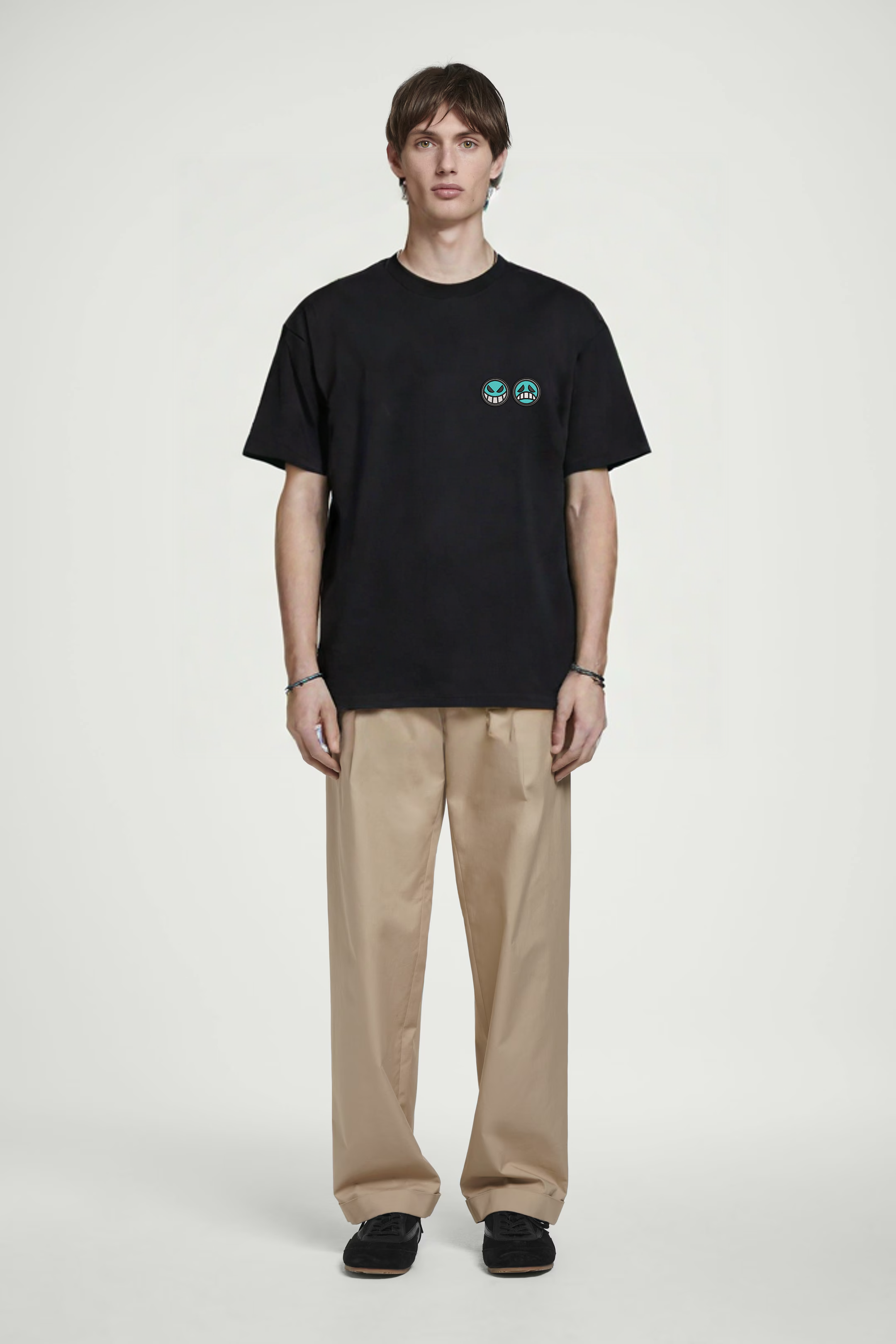 KAEL - Portgas D. Ace W.B Korsan bayraklı Oversize Tshirt Yeniden Yapılandırılmış Nakış