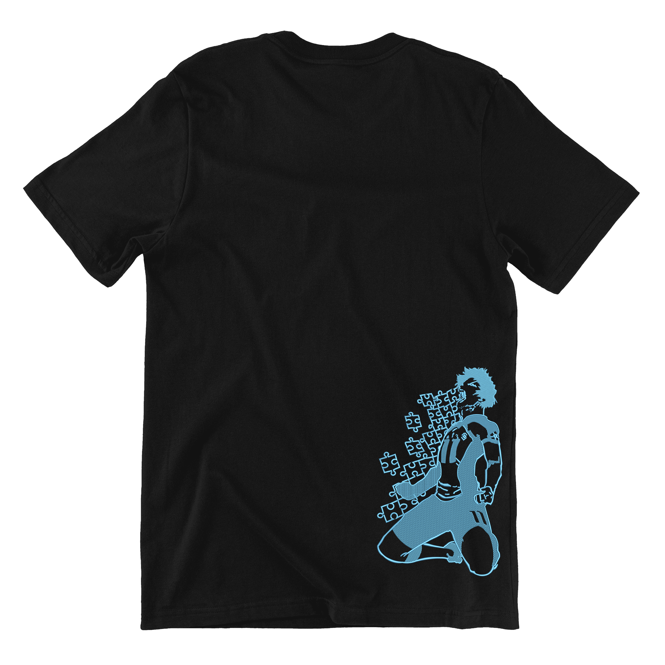 KAEL - Bluelock Isagi Puzzle Tshirt Yeniden Yapılandırılmış Nakış