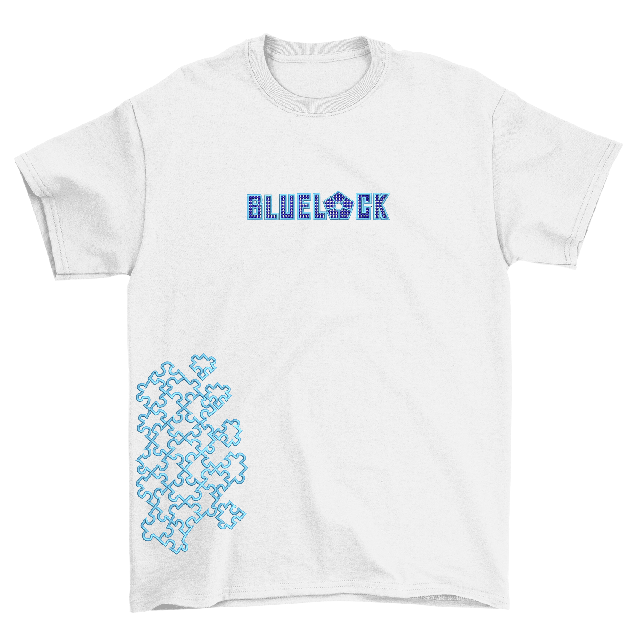 KAEL - Bluelock Isagi Puzzle Tshirt Yeniden Yapılandırılmış Nakış