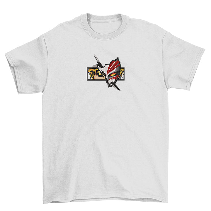 KAEL - Kurosaki Ichigo Hollow Mask Oversize Tshirt Yeniden Yapılandırılmış Nakış