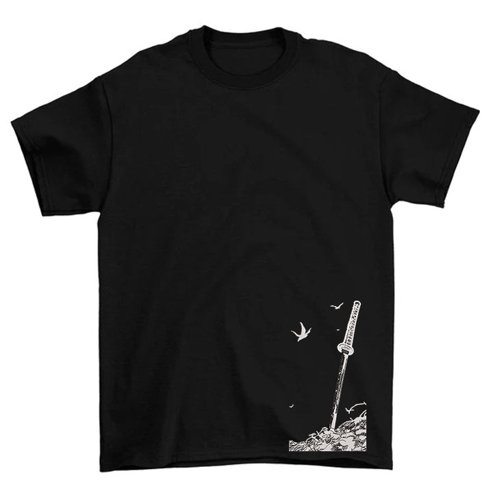 KAEL - Musashi Kılıç Oversize Tshirt Yeniden Yapılandırılmış Nakış