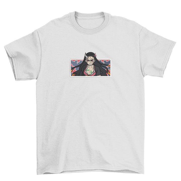 KAEL - Nezuko Kamado Oversize Tshirt Yeniden Yapılandırılmış Nakış