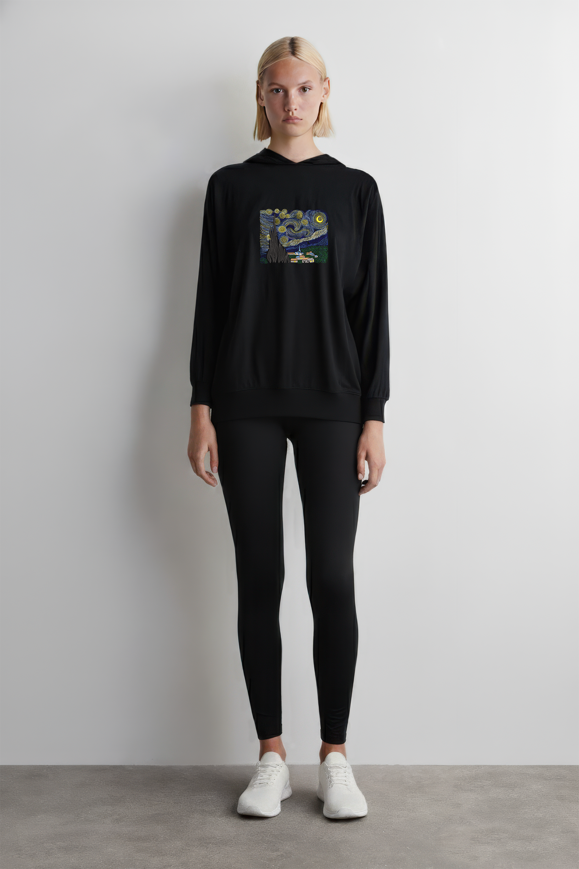 KAEL - OVERSİZE SWEATSHİRT - VAN GOGH STARRY NİGHT Yeniden Yapılandırılmış Nakış