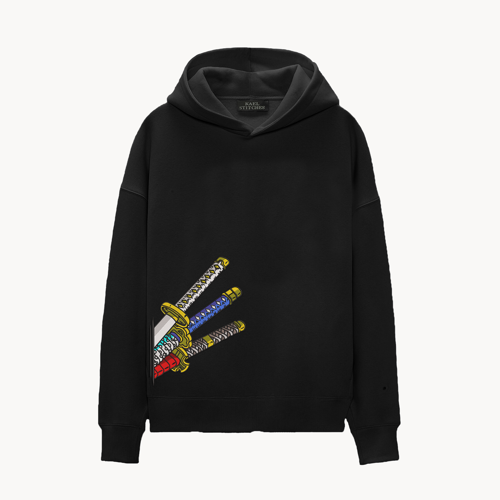 KAEL - OVERSİZE SWEATSHİRT - Zoro Kılıçları Yapılandırılmış Nakış