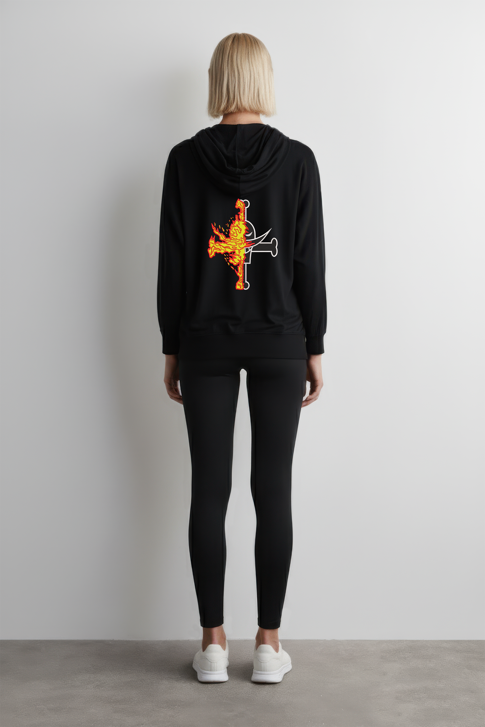 KAEL - Portgas D. Ace W.B Korsan bayraklı Oversize Hoodie Yeniden Yapılandırılmış Nakış