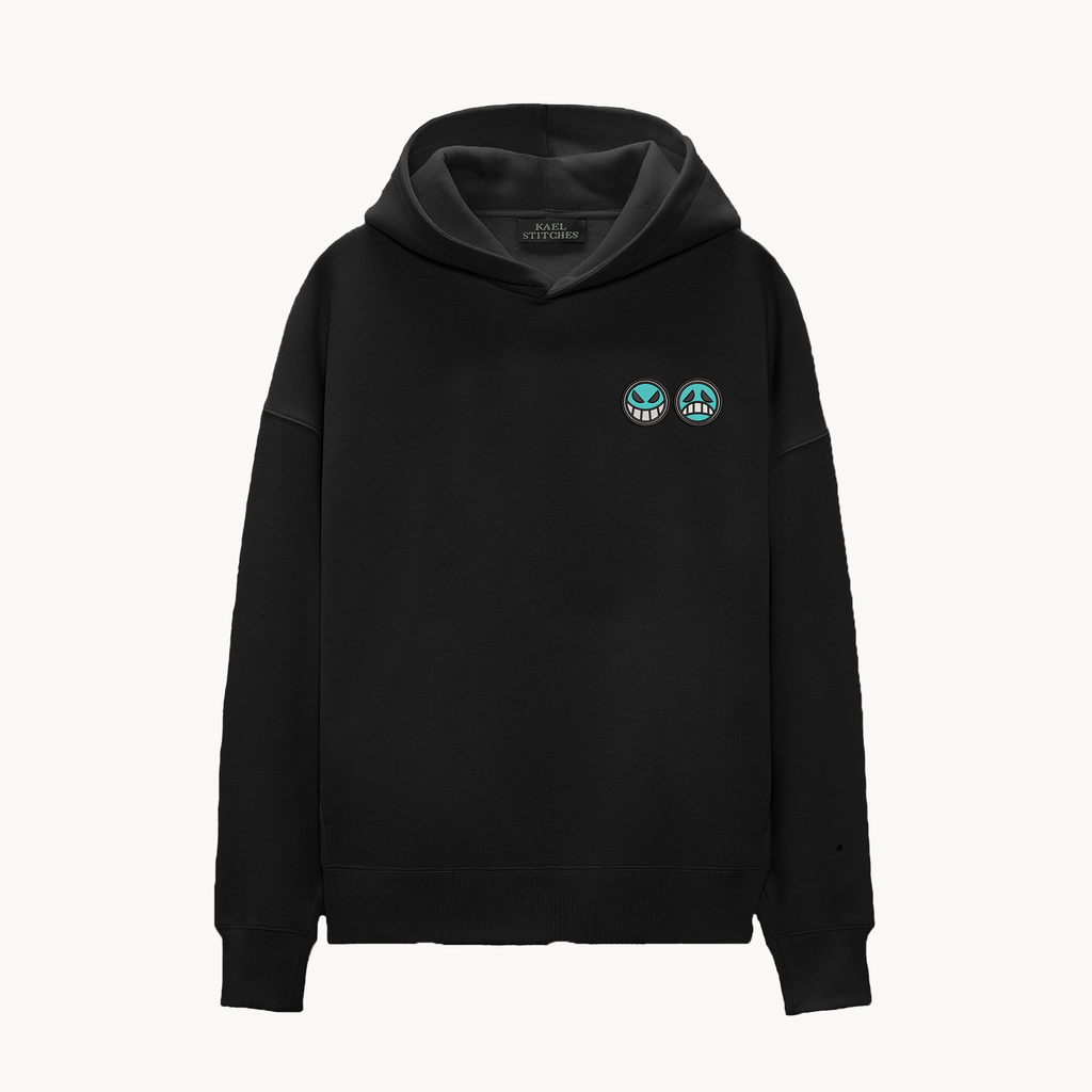 KAEL - Portgas D. Ace W.B Korsan bayraklı Oversize Hoodie Yeniden Yapılandırılmış Nakış