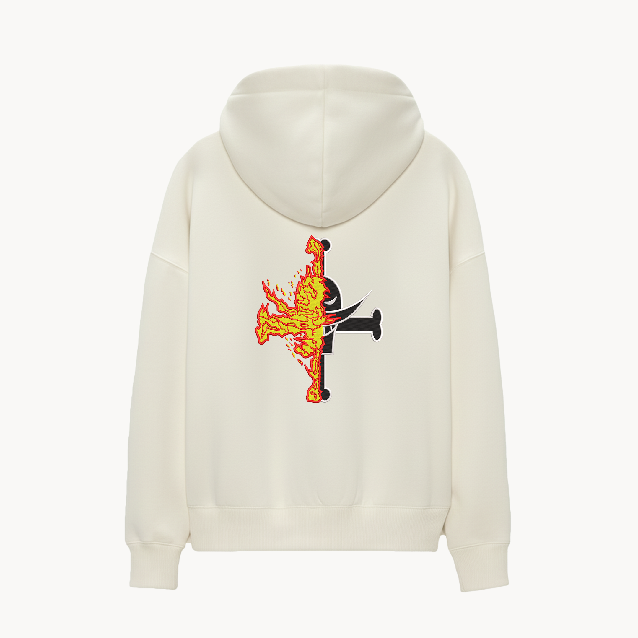 KAEL - Portgas D. Ace W.B Korsan bayraklı Oversize Hoodie Yeniden Yapılandırılmış Nakış