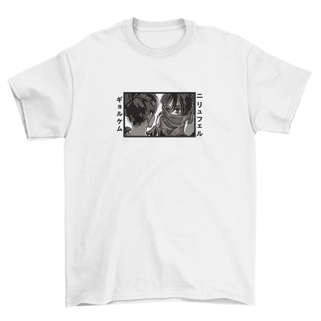 KAEL - Eren and Mikasa Tshirt Yeniden Yapılandırılmış Nakış
