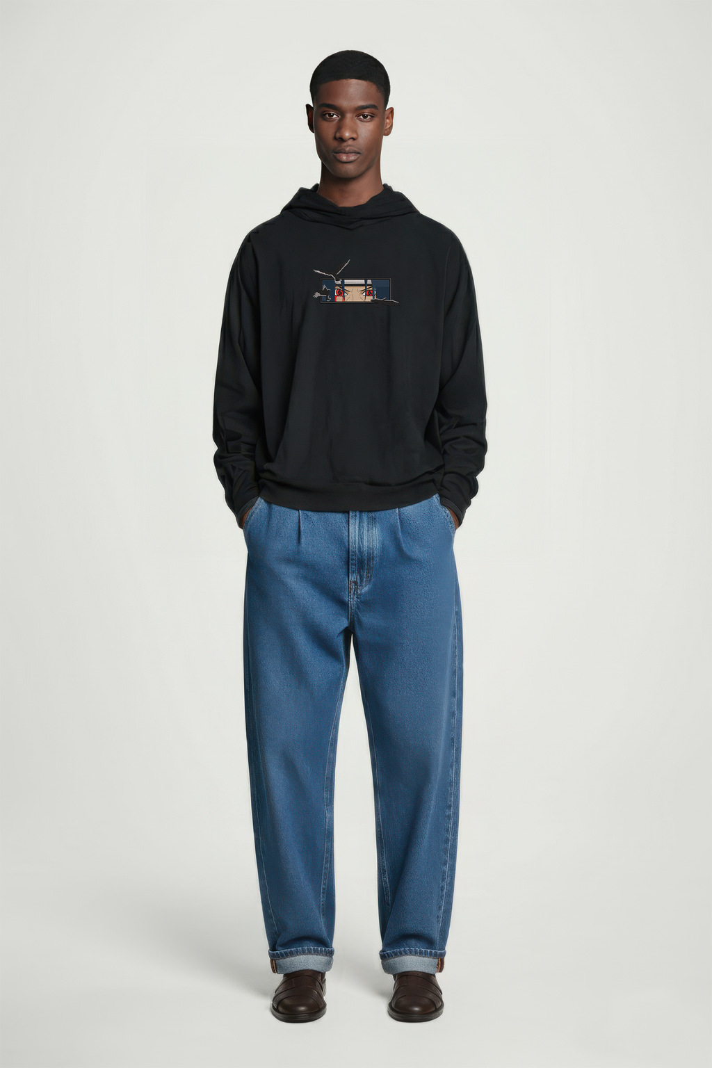 KAEL - OVERSIZE SWEATSHIRT - İTACHİ CROW Yeniden Yapılandırılmış Nakış