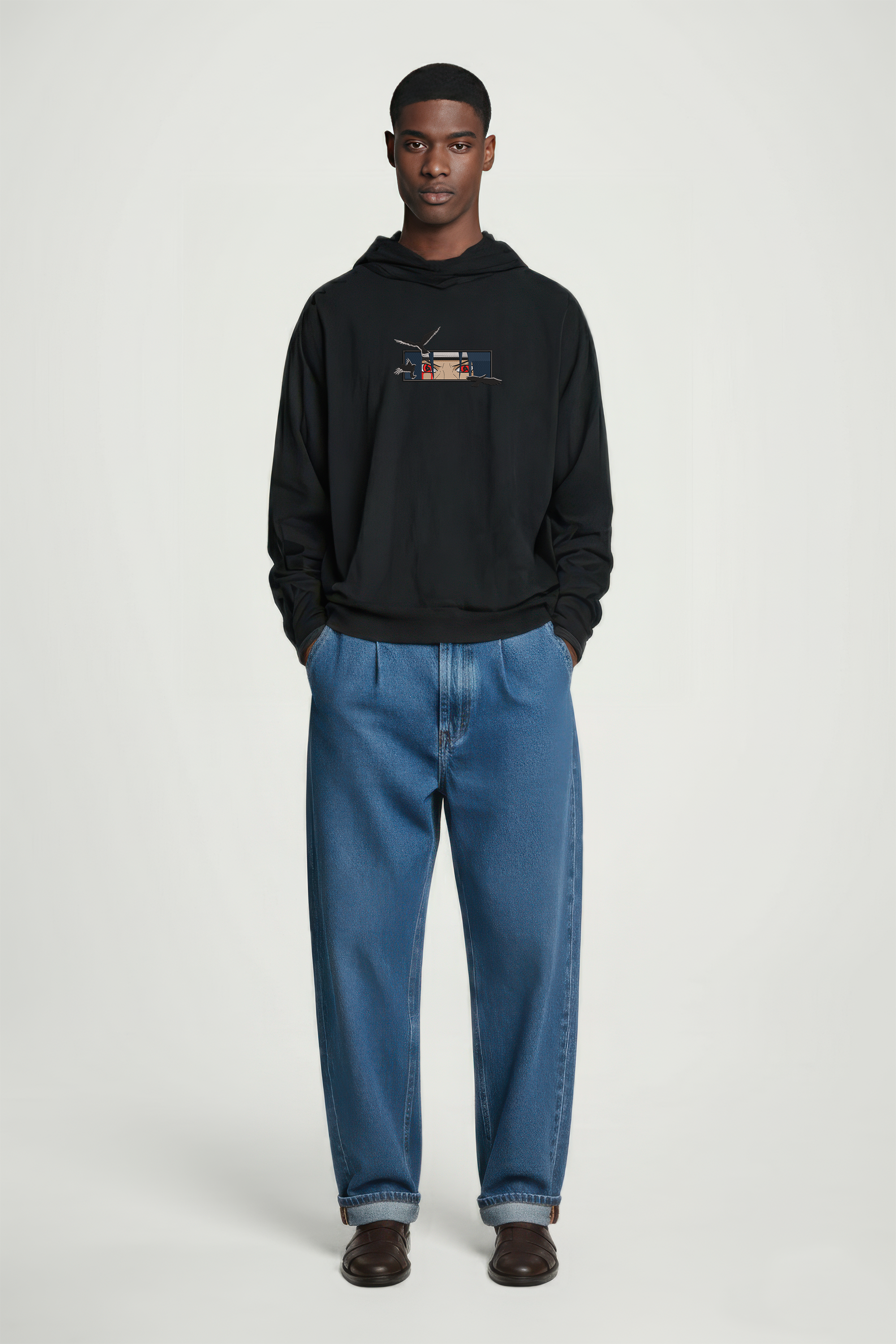 KAEL - OVERSIZE SWEATSHIRT - İTACHİ CROW Yeniden Yapılandırılmış Nakış