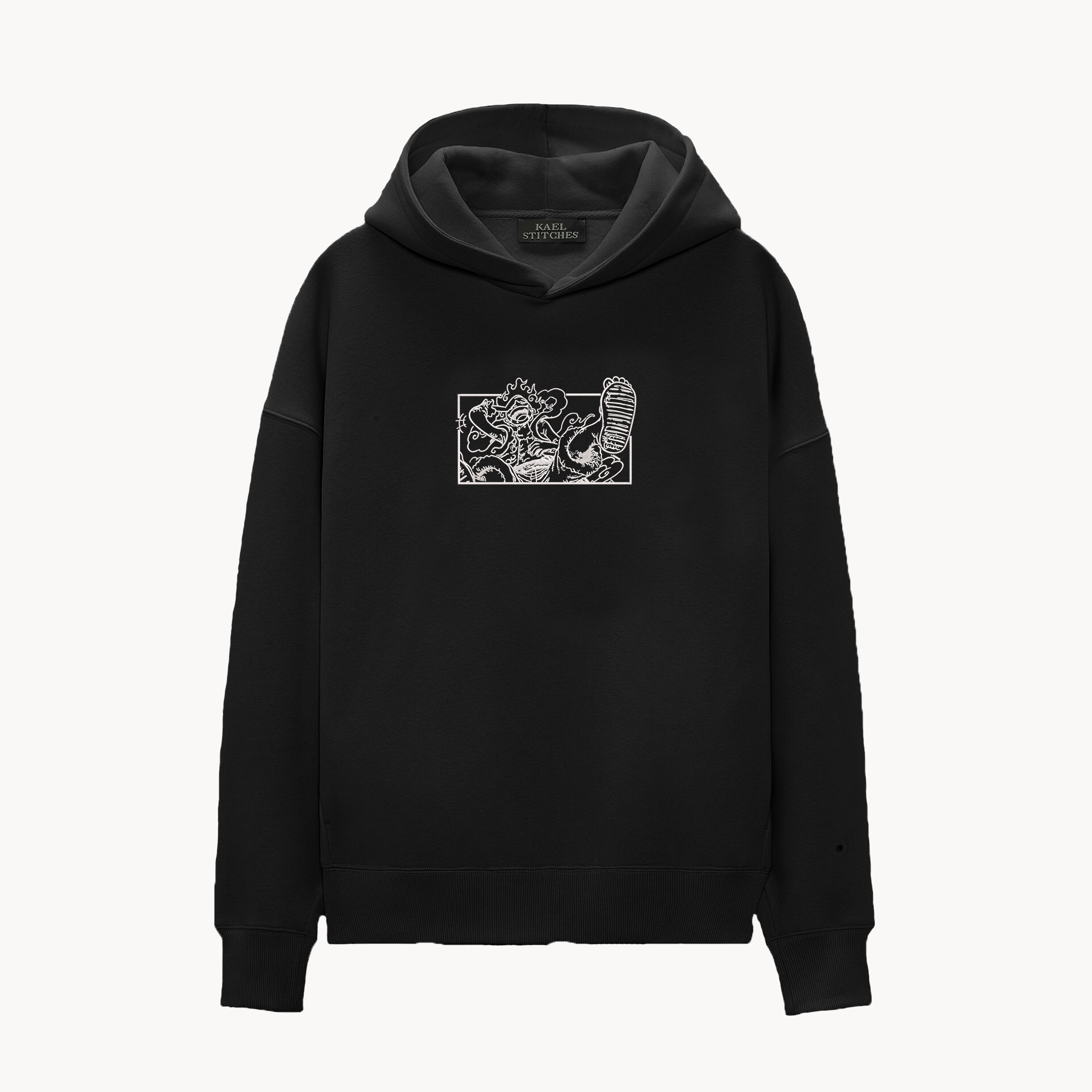 KAEL - OVERSIZE SWEATSHIRT - LUFFY GEAR 5 BW Yapılandırılmış Nakış