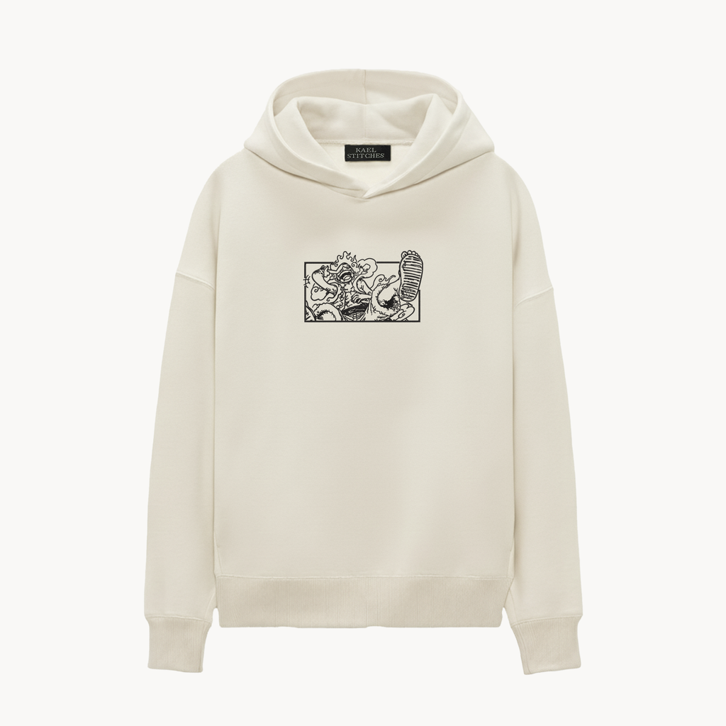 KAEL - OVERSIZE SWEATSHIRT - LUFFY GEAR 5 BW Yapılandırılmış Nakış