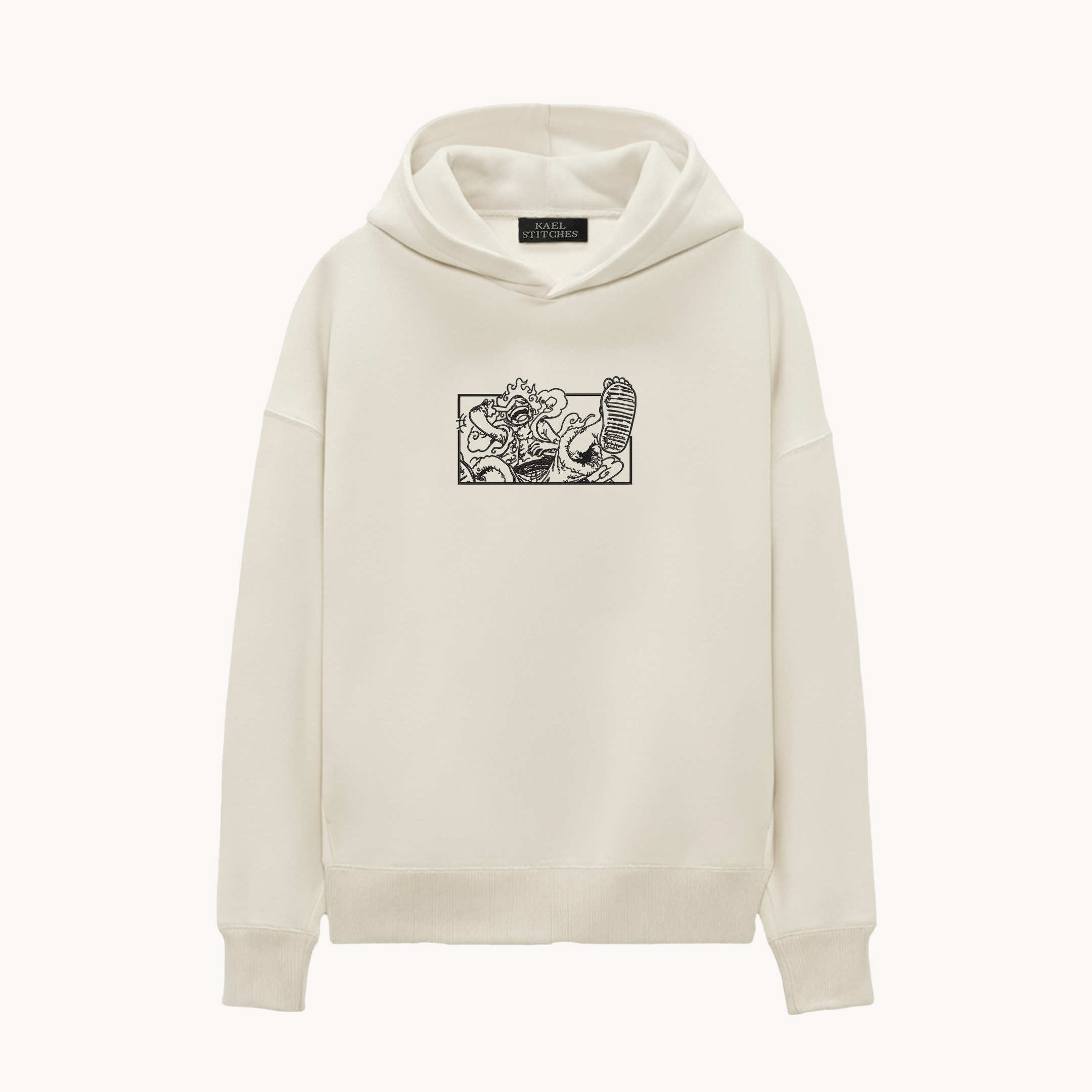 KAEL - OVERSIZE SWEATSHIRT - LUFFY GEAR 5 BW Yapılandırılmış Nakış