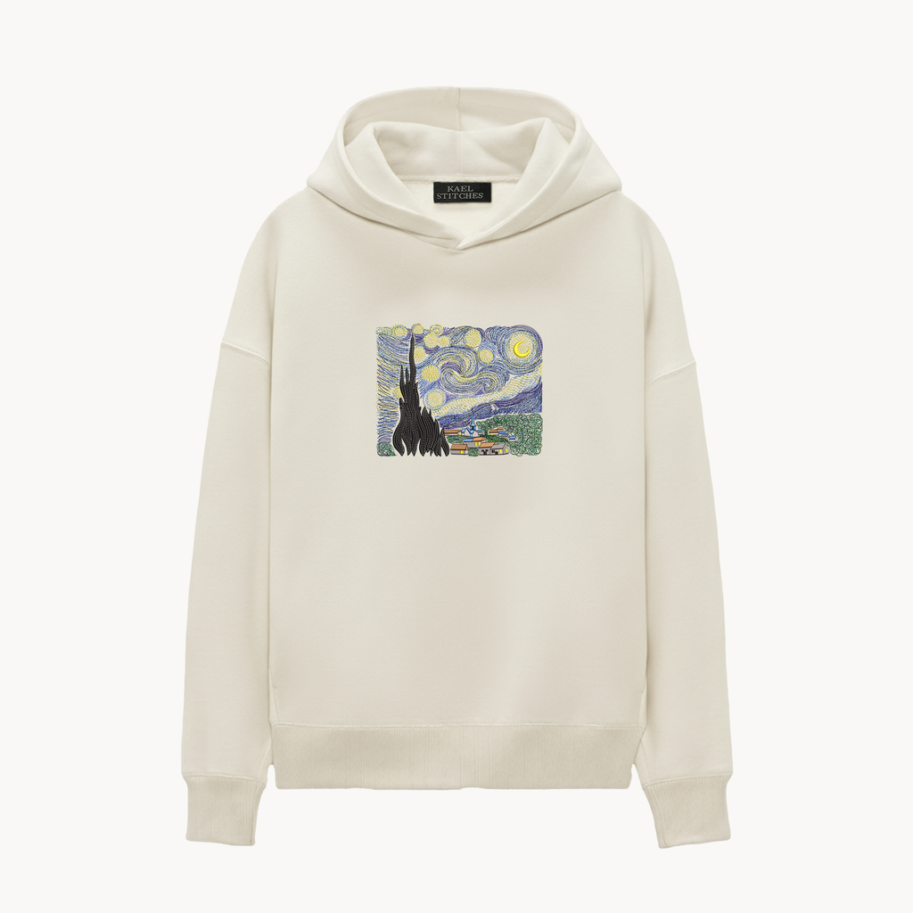 KAEL - OVERSİZE SWEATSHİRT - VAN GOGH STARRY NİGHT Yeniden Yapılandırılmış Nakış